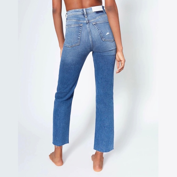 RE/DONE 70s Ultra High Rise Stove Pipe Jeans, Size 29, in Vintage Indigo Destroy - Picture 2 of 16